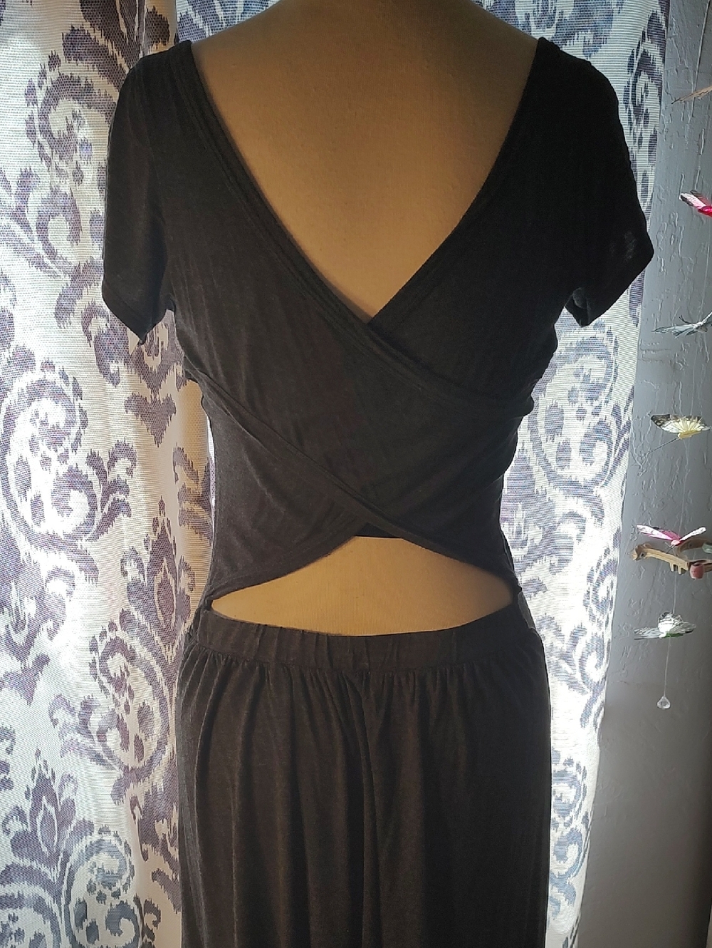 Poetry Charcoal Cross Back T Shirt Knit Dress